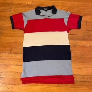 VTG 90s Polo‎ Ralph Lauren knit navy white red striped long tailed tshirt M USA